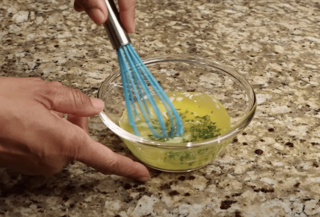 mixing the butter sauce